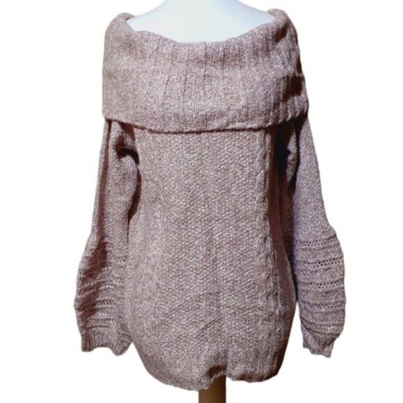 Sleeping on Snow Anthropologie Violet  Marled Off Shoulder Sweater Size Large - Picture 7 of 11